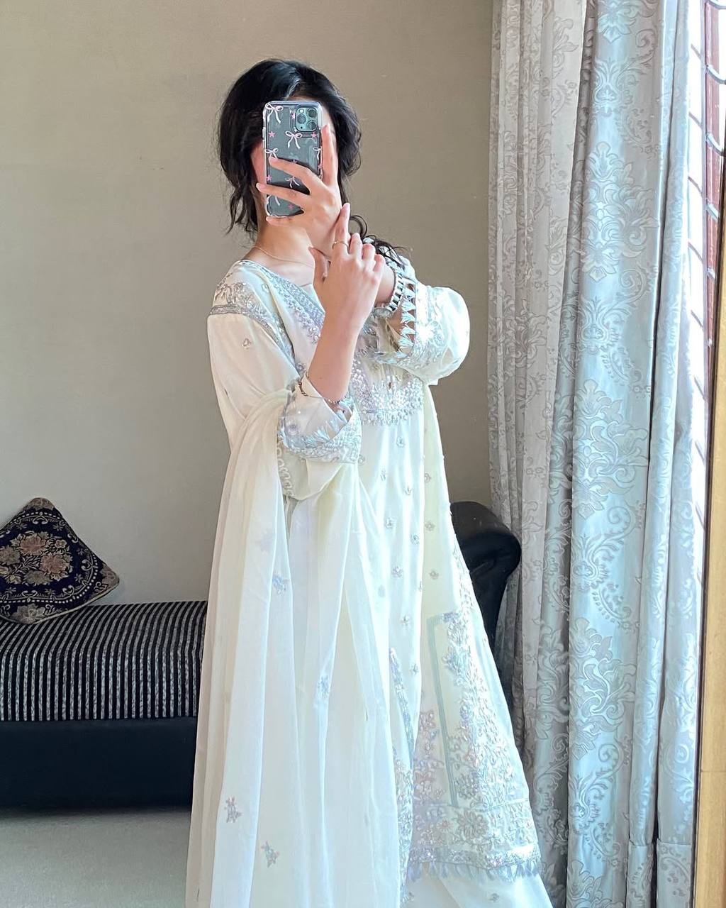 "Royal White Embroidered Suit Set" By Vastra Wear